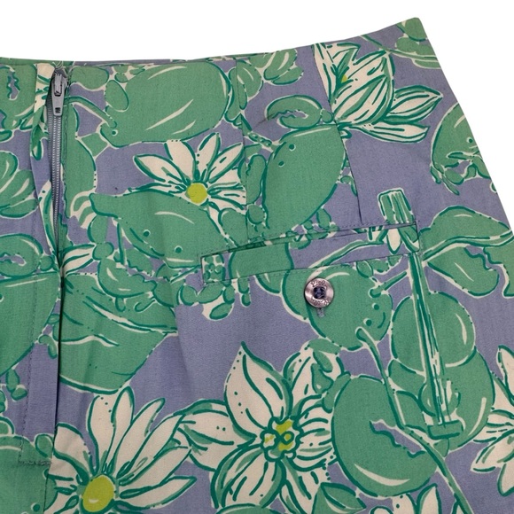 Vintage Lilly Pulitzer Rockin Lobster Purple Green Daisy Skirt 6 - Picture 2 of 5